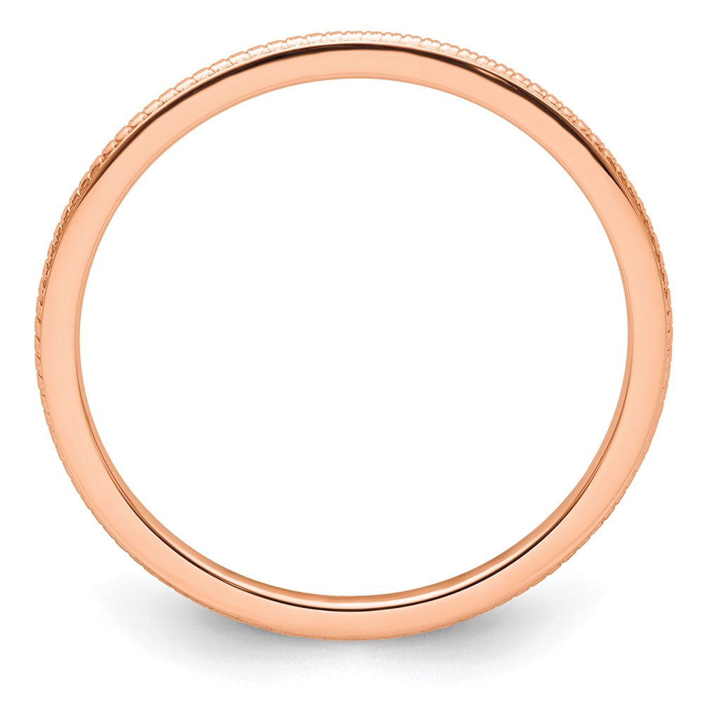 14K Rose Gold 1.2mm Beaded Stackable Band Size 9.5