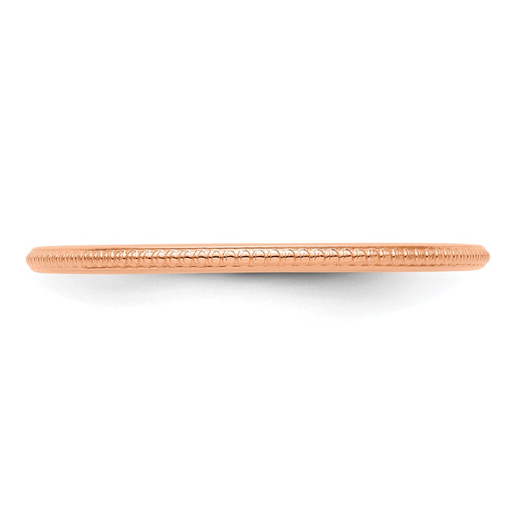 14K Rose Gold 1.2mm Beaded Stackable Band Size 8.5