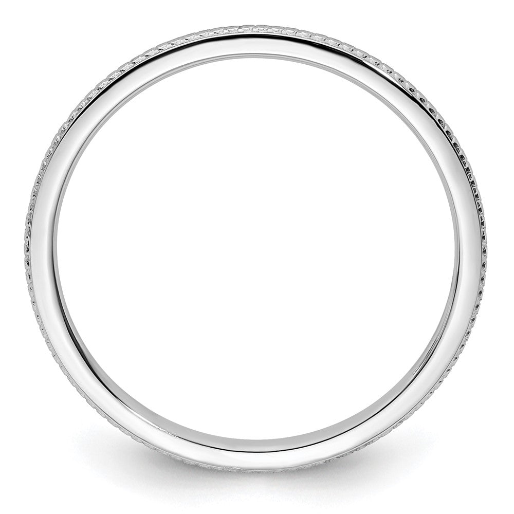 14K White Gold 1.2mm Beaded Stackable Band Size 6.5