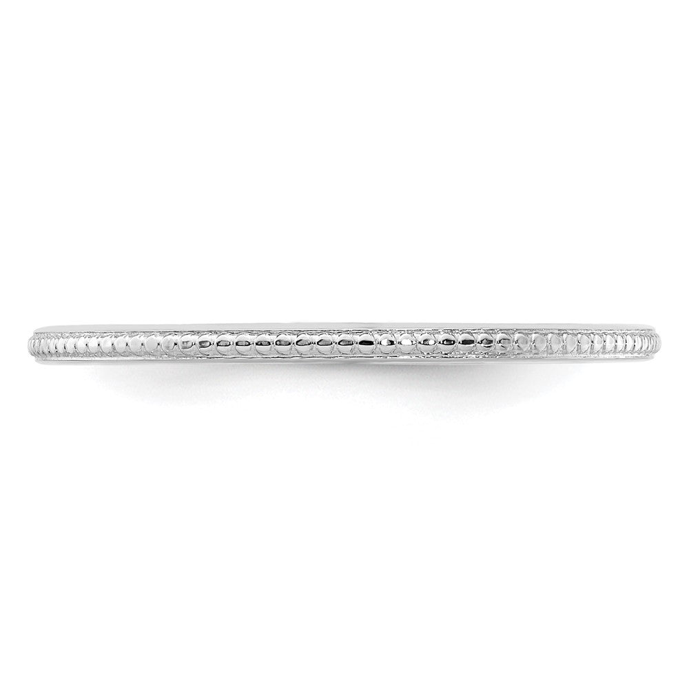 14K White Gold 1.2mm Beaded Stackable Band Size 4.5