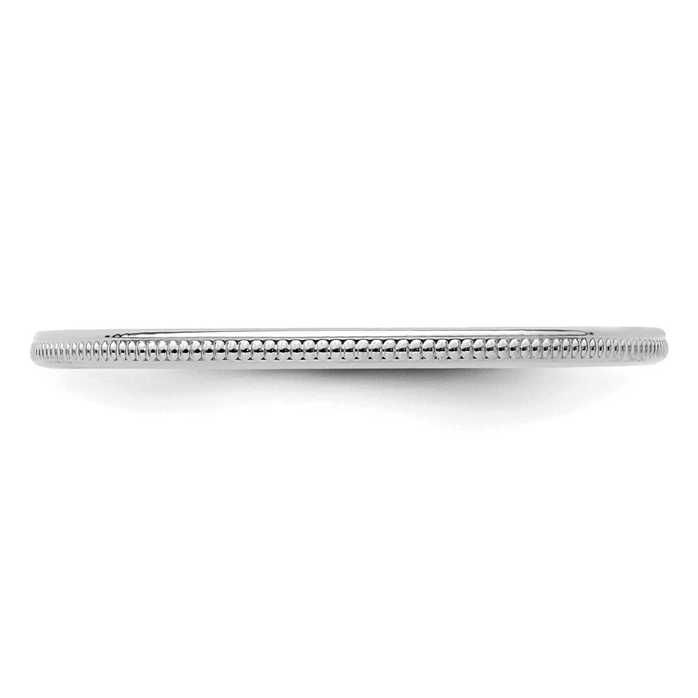 14K White Gold 1.2mm Milgrain Stackable Band Size 5.5