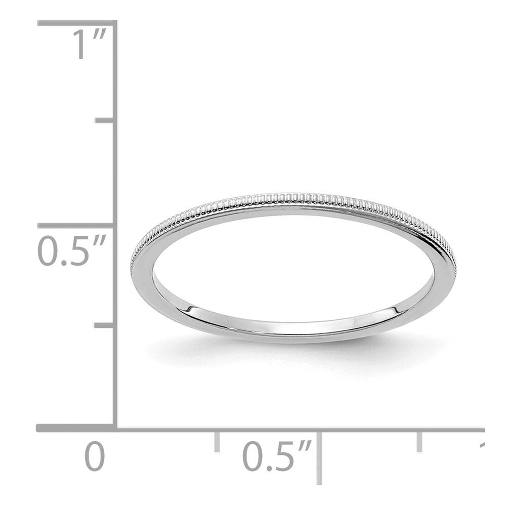 14K White Gold 1.2mm Milgrain Stackable Band Size 5.5