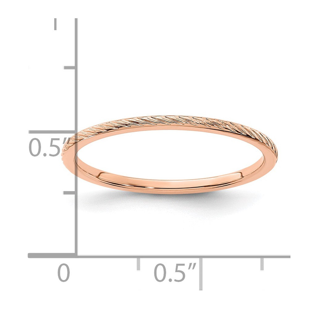 14K Rose Gold 1.2mm Twisted Wire Pattern Stackable Band Size 8.5