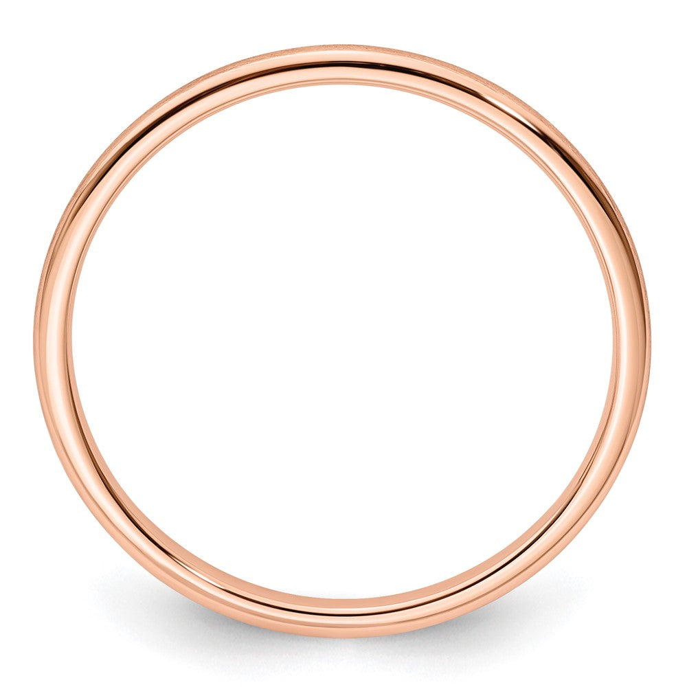 14K Rose Gold 1.2mm Half Round Satin Stackable Band Size 8.5