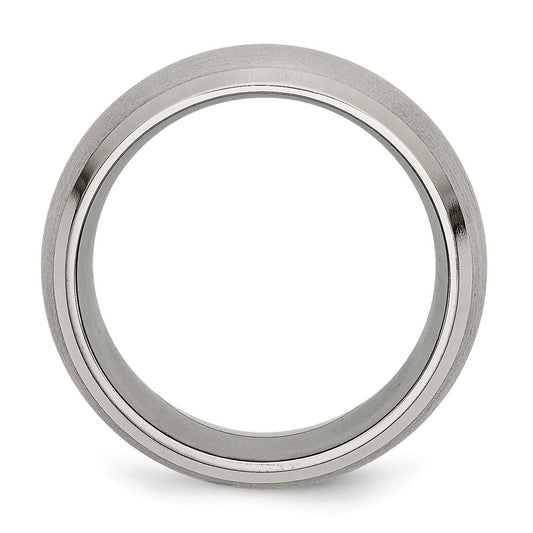 Chisel Titanium Satin and Polished 10mm Beveled Edge Band