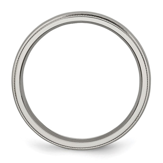 Chisel Titanium Polished 4mm Grooved and Beaded Edge Band