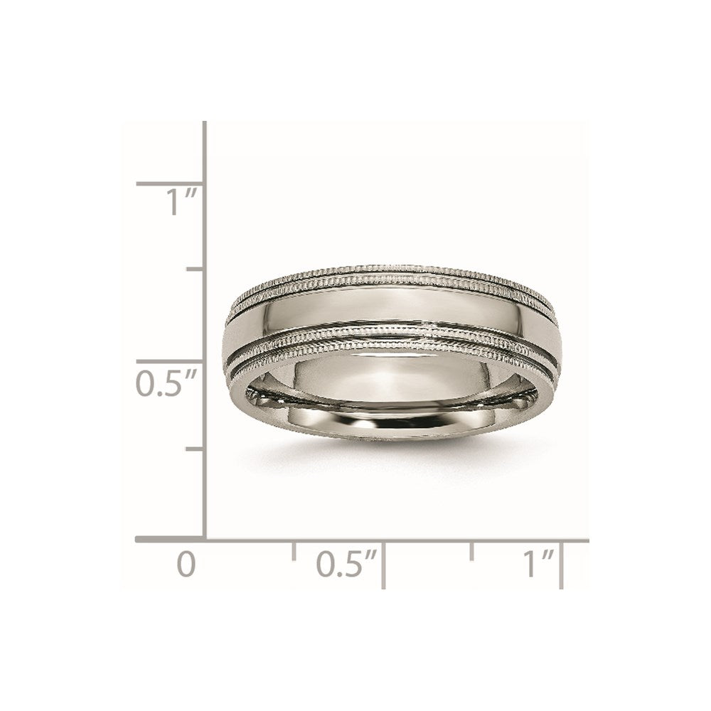 Chisel Titanium Polished 6mm Grooved and Beaded Edge Band