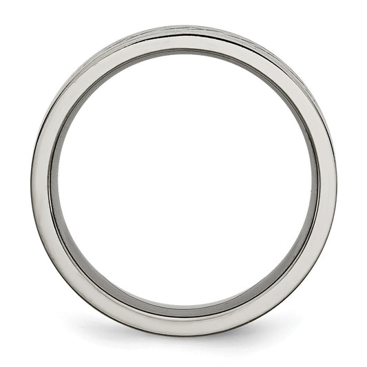 Chisel Titanium Brushed Cross Design 8mm Flat Band