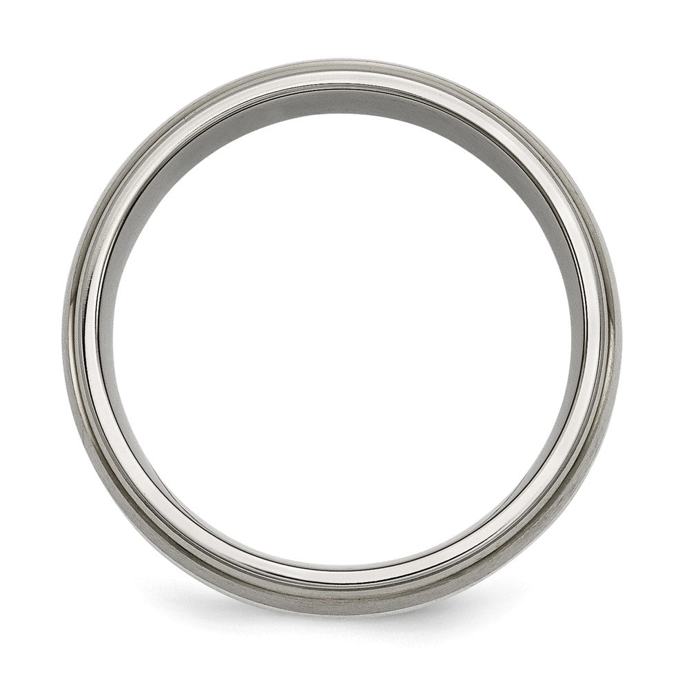 Titanium Ridged Edge Sterling Silver Inlay 8mm Brushed/Polished Band
