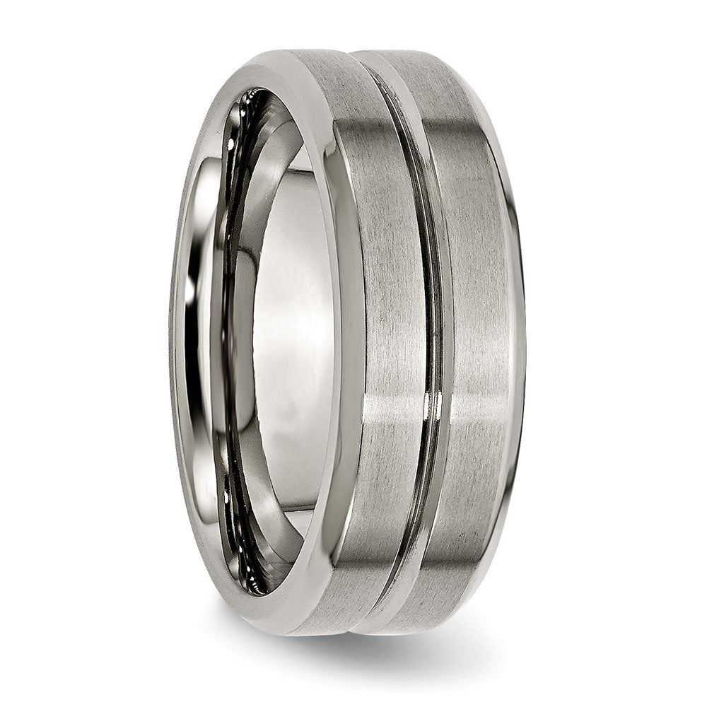 Titanium Grooved Beveled Edge 8mm Brushed and Polished Band