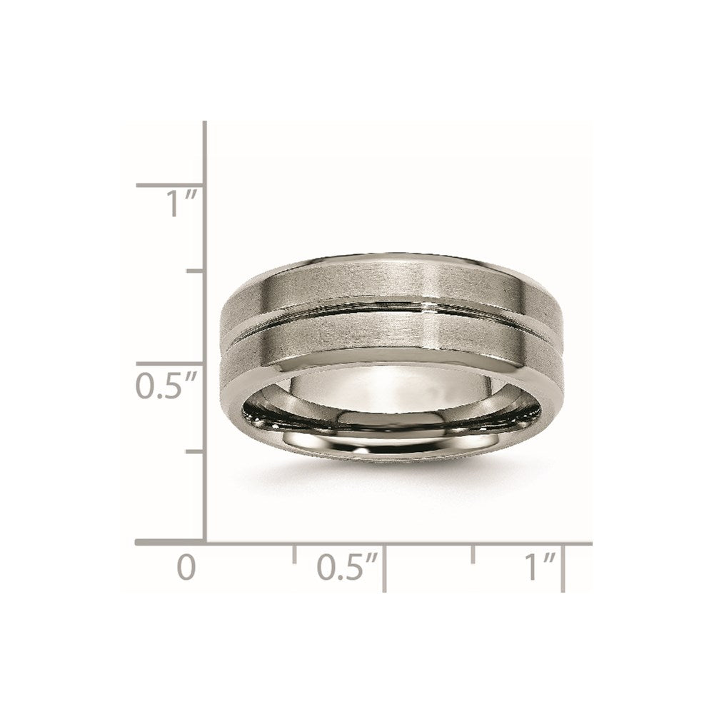 Titanium Grooved Beveled Edge 8mm Brushed and Polished Band