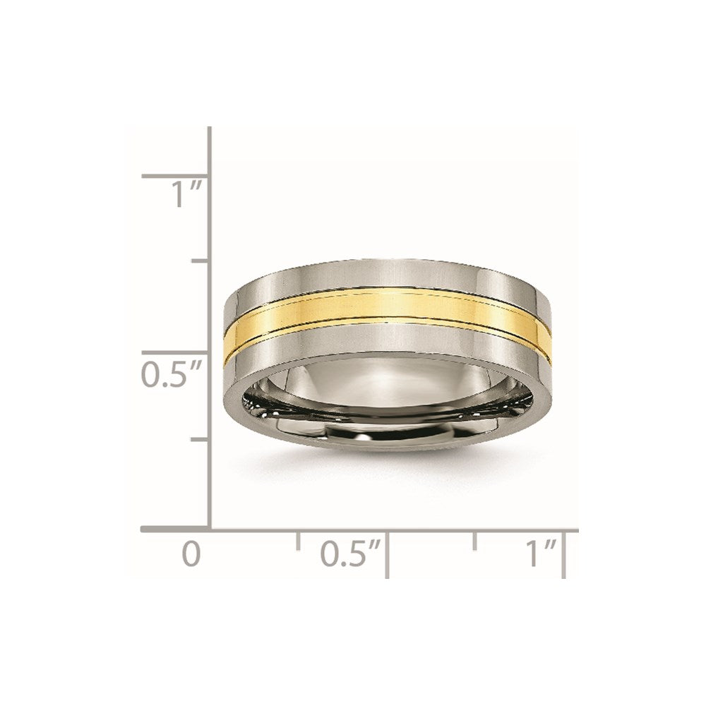 Chisel Titanium Polished Yellow IP-plated 7mm Grooved Band