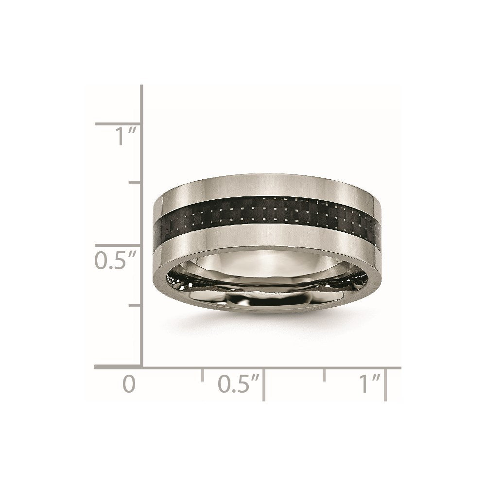 Chisel Titanium Polished with Black Carbon Fiber Inlay Flat 8mm Band