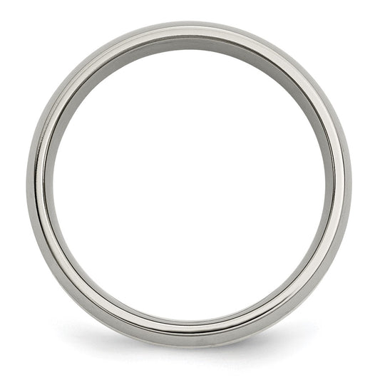 Chisel Titanium Polished with 14k Gold Inlay 6mm Band