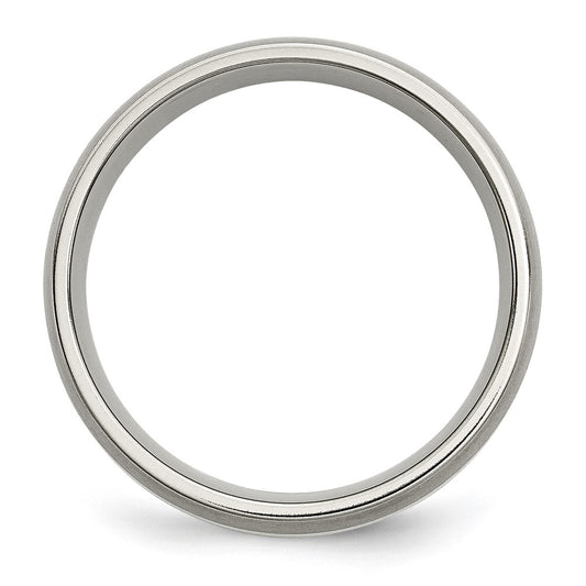 Chisel Titanium Brushed with Sterling Silver Inlay 6mm Band