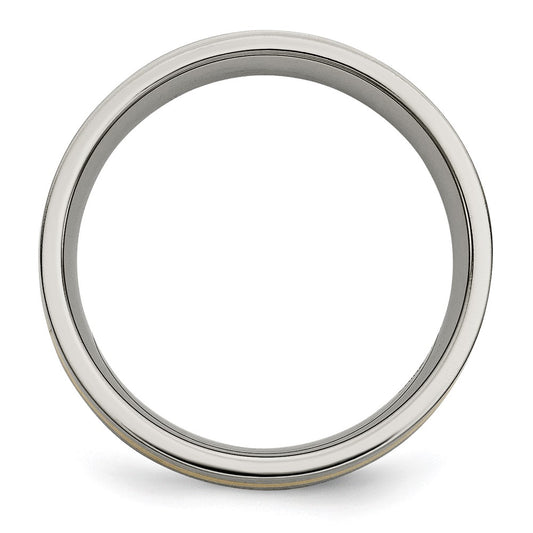 Chisel Titanium Brushed with 14k Gold Inlay 6mm Flat Band