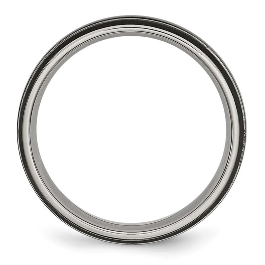 Chisel Titanium Polished Black IP-plated 6mm Grooved Band