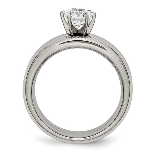 Chisel Titanium Polished with CZ Ring