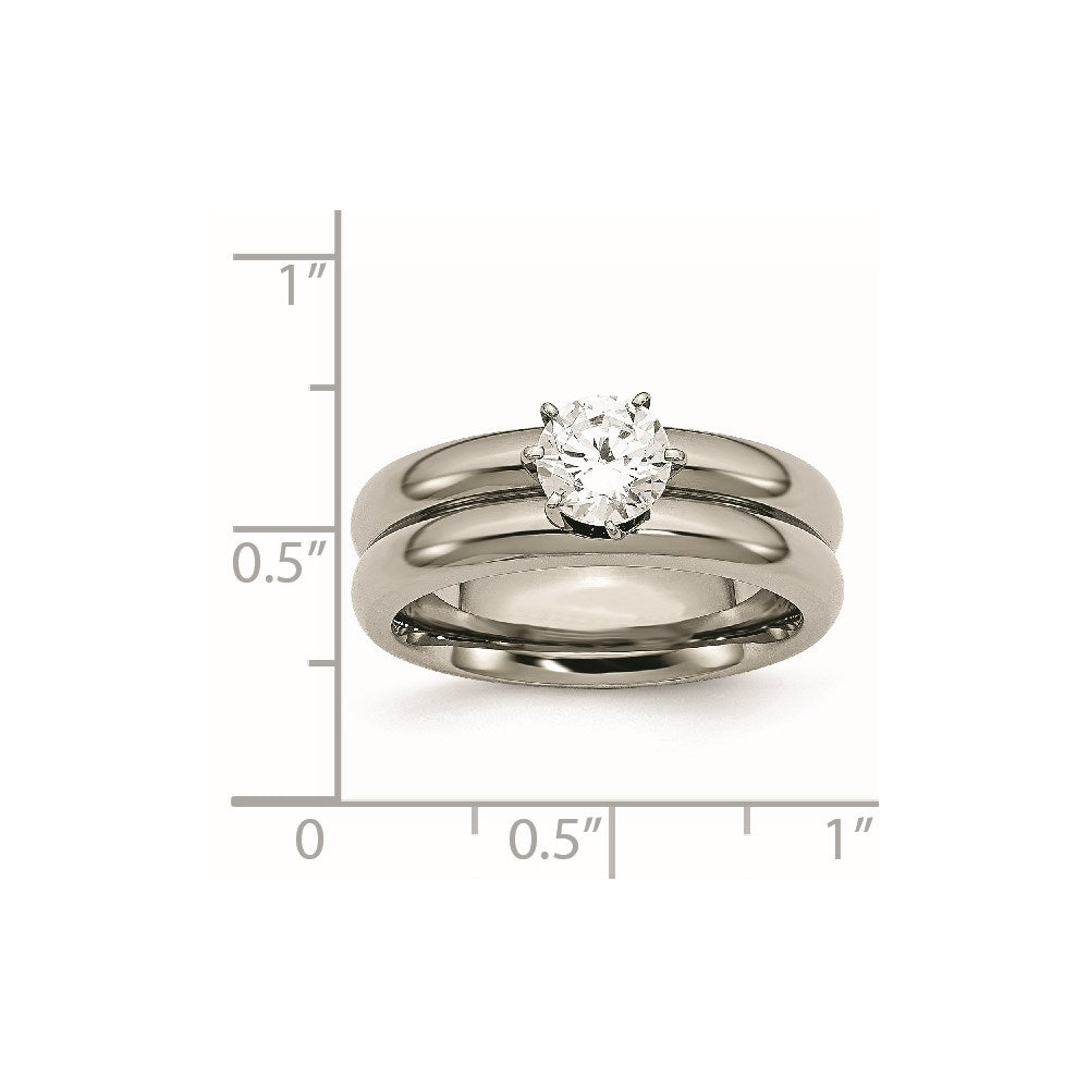Chisel Titanium Polished with CZ Ring