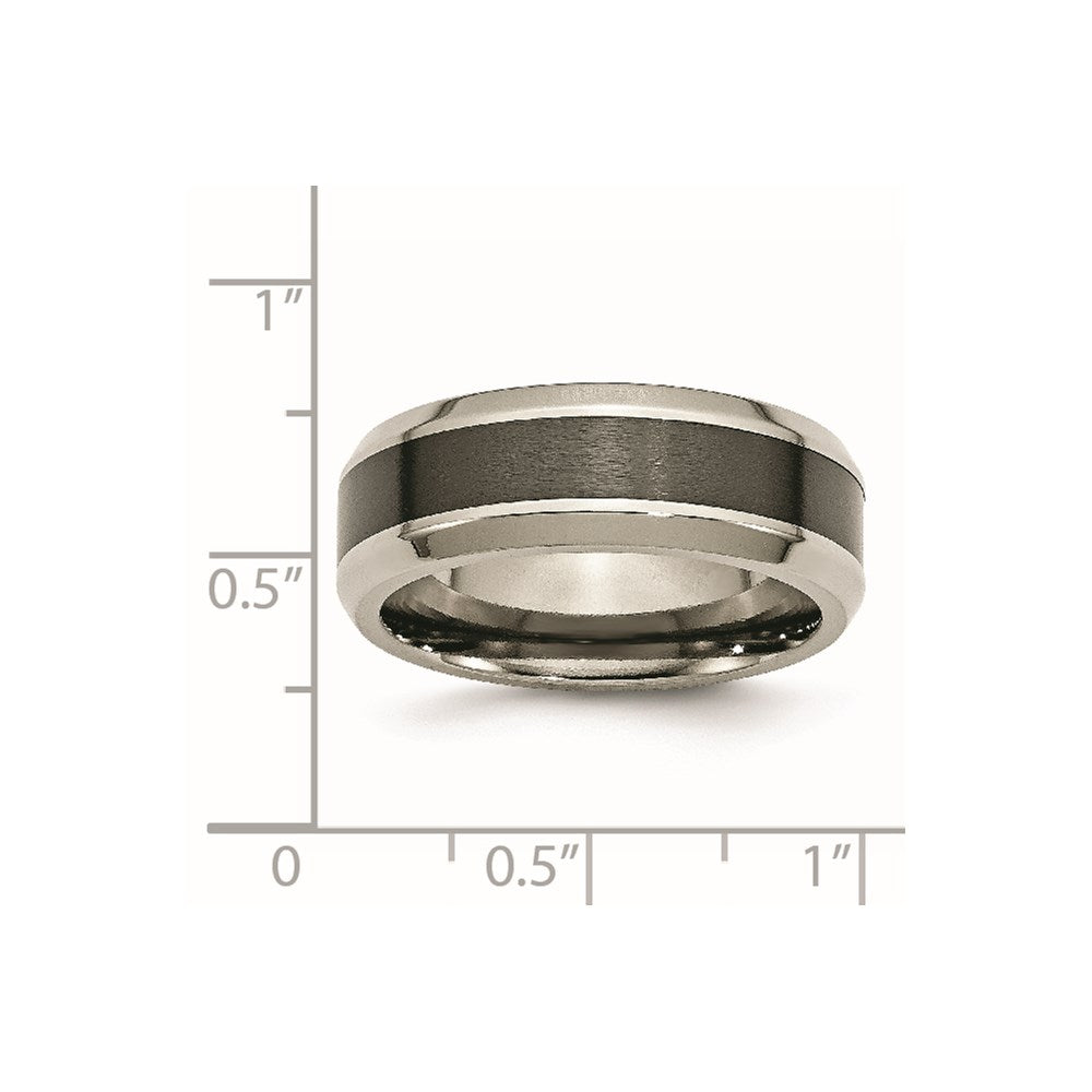 Chisel Titanium Polished with Black Ceramic Center 8mm Beveled Band