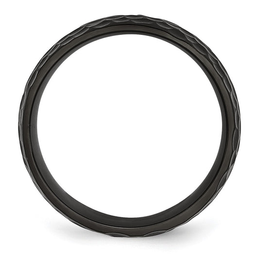 Chisel Titanium Brushed and Polished Hammered Black IP-plated 8mm Band