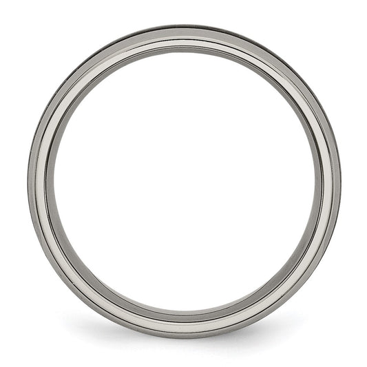 Chisel Titanium Polished with Black Carbon Fiber Inlay 6mm Band