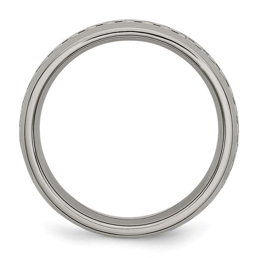 Chisel Titanium Polished with Grey Carbon Fiber Inlay 6mm Band
