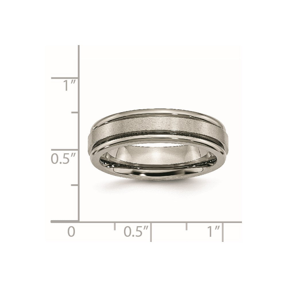 Chisel Titanium Satin and Polished 6mm Grooved Edge Band