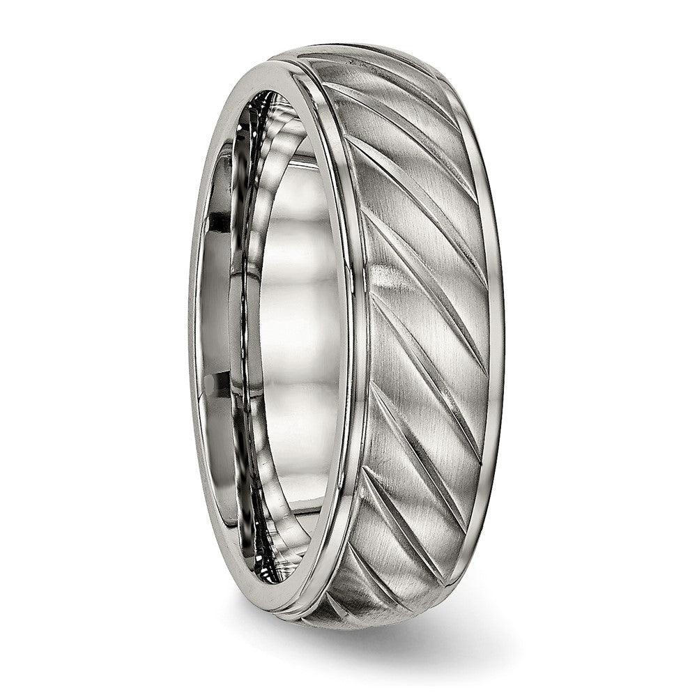 Chisel Titanium Brushed and Polished 7mm Grooved Band