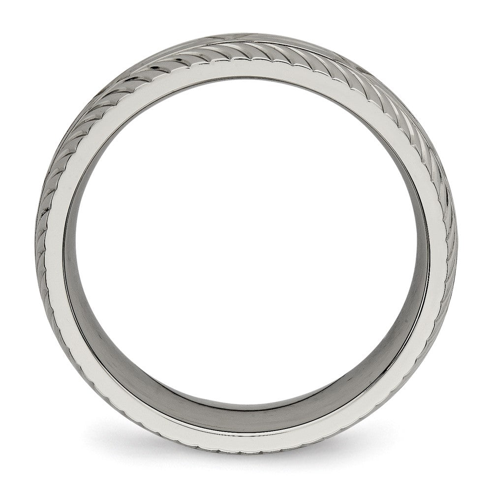 Chisel Titanium Polished Diamond Cut 7mm Band