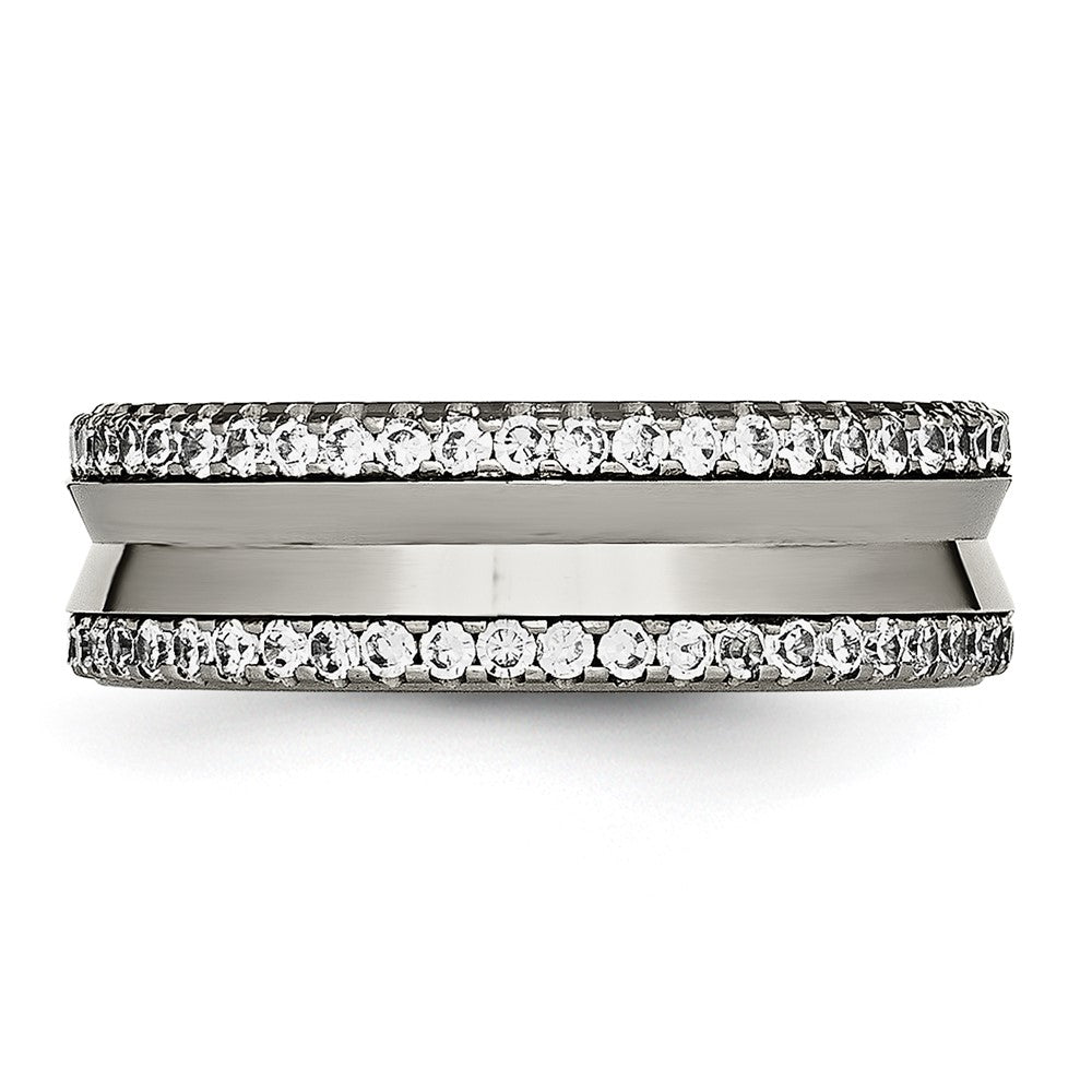 Chisel Titanium Polished with CZ 6.5mm Concave Band
