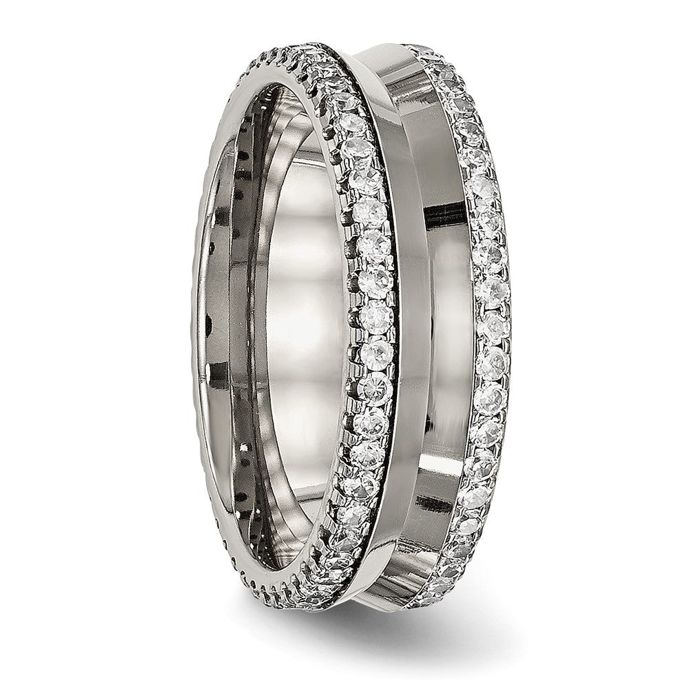 Chisel Titanium Polished with CZ 6.5mm Concave Band