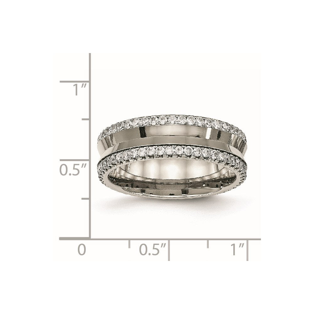 Chisel Titanium Polished with CZ 6.5mm Concave Band