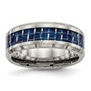 Chisel Titanium Polished with Blue Carbon Fiber Inlay 8mm Beveled Edge Band
