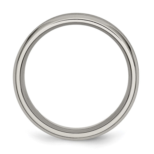 Chisel Titanium Brushed and Polished Concave 8mm Beveled Edge Band