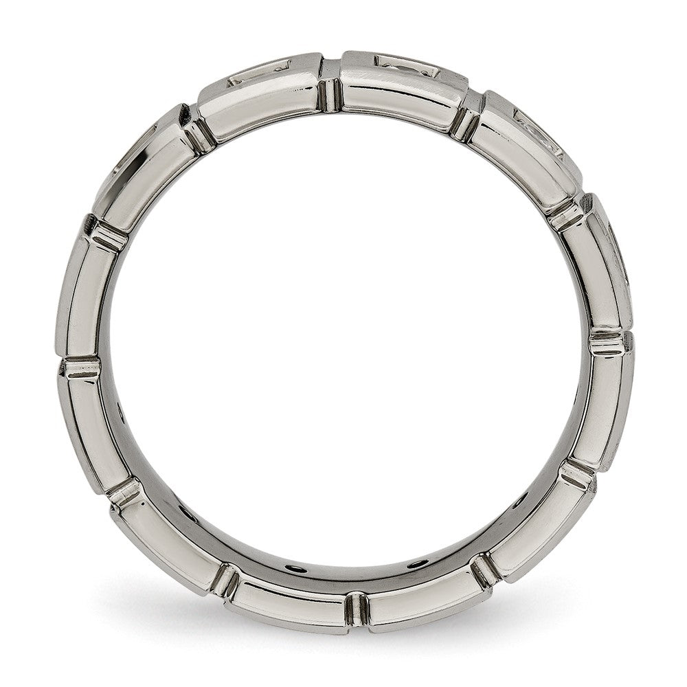Chisel Titanium Brushed and Polished with CZ 5mm Grooved Band