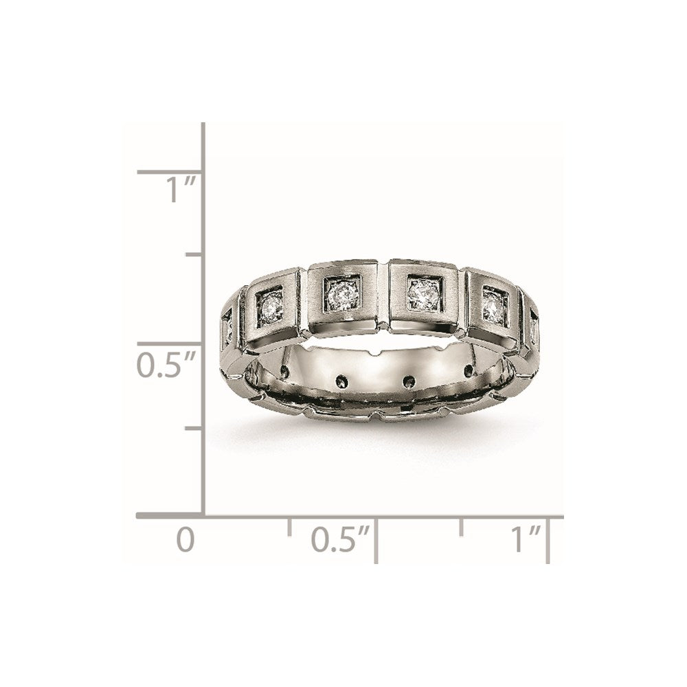 Chisel Titanium Brushed and Polished with CZ 5mm Grooved Band