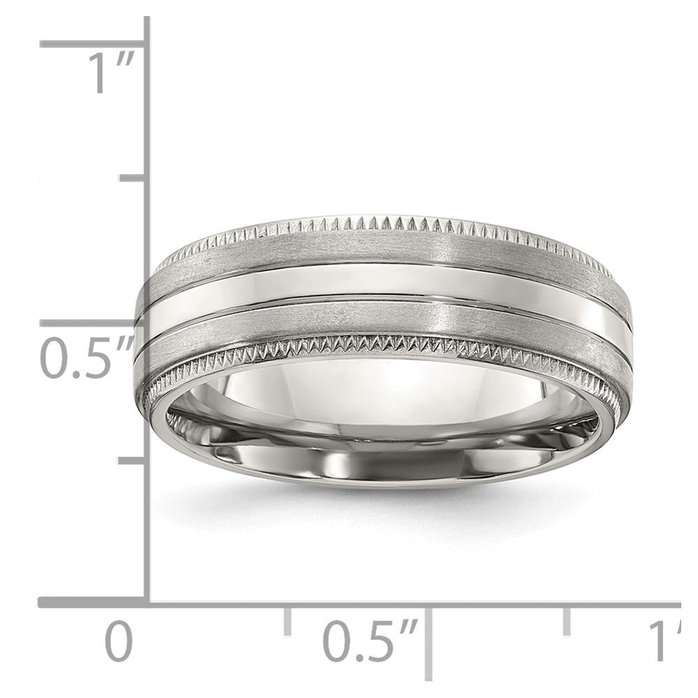 Chisel Titanium Brushed and Polished Textured Edge 7mm Band