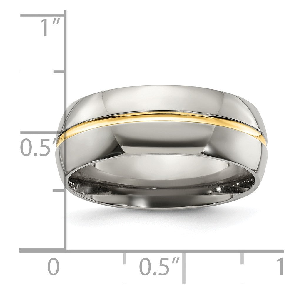 Chisel Titanium Yellow IP-plated Grooved 8mm Polished Band