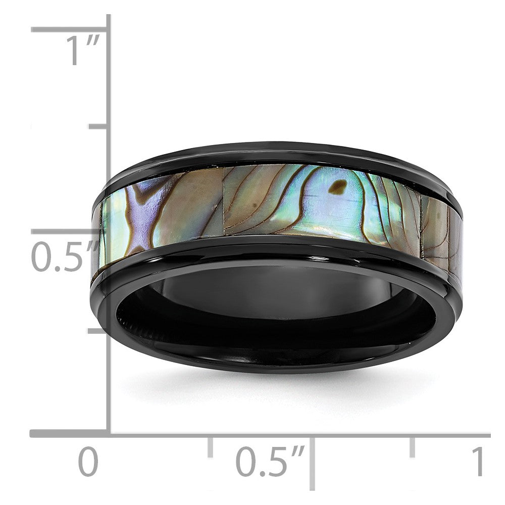 Chisel Titanium Black IP-plated Mother of Pearl Inlay 8mm Band
