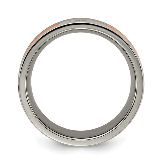 Chisel Titanium Polished Rose IP-plated with CZ 7.00mm Band