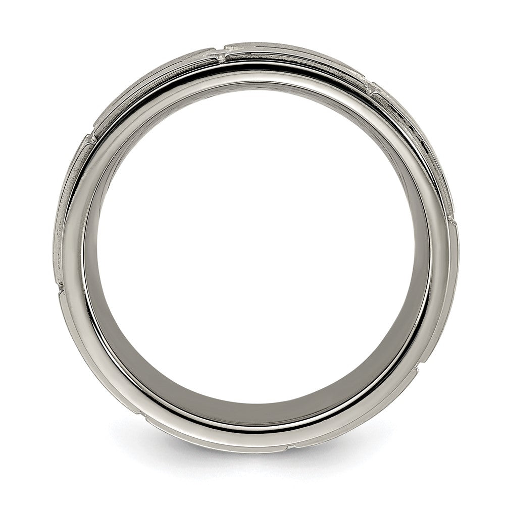 Chisel Titanium Polished with Brushed Center with CZ 7.00mm Band