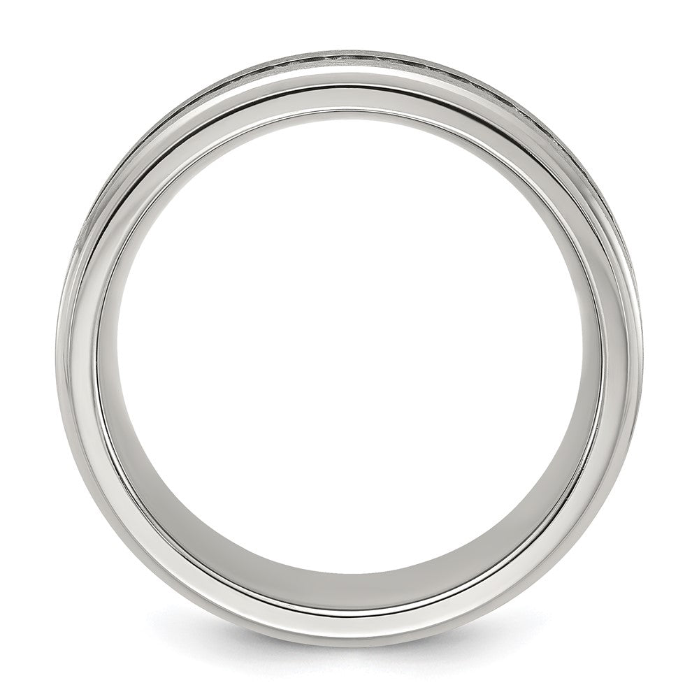 Chisel Titanium Polished with Brushed Center and CZ 7mm Band