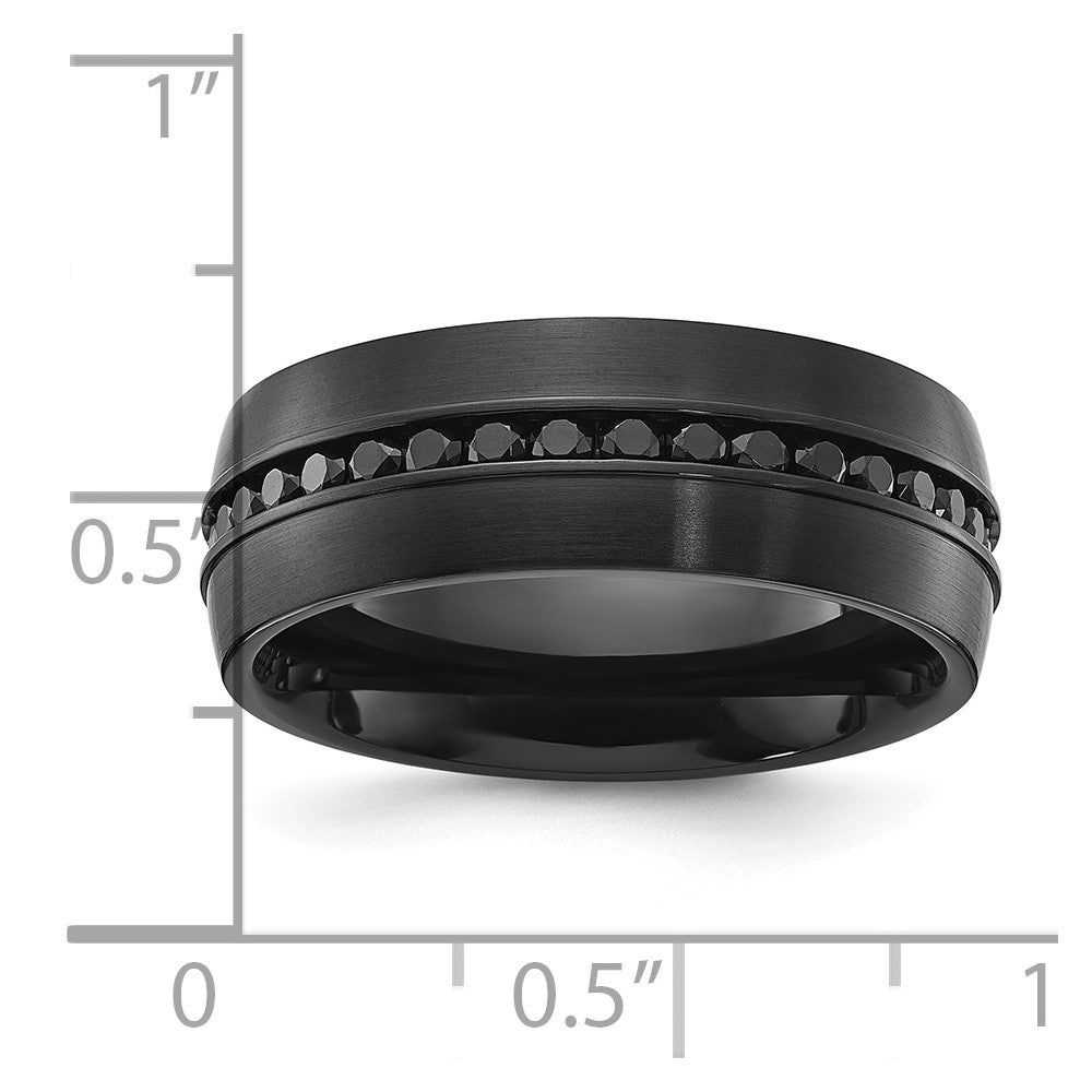 Chisel Titanium Brushed Black IP-plated with Black CZ 8mm Band