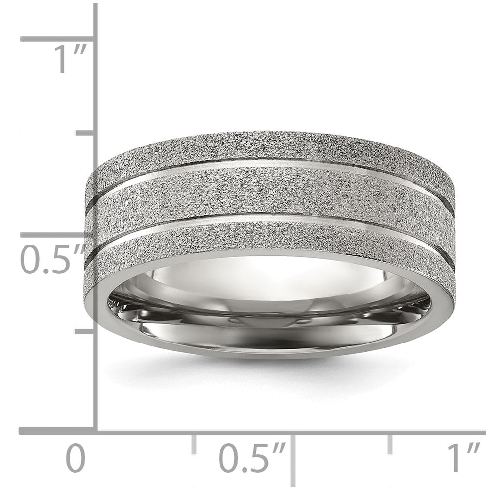 Chisel Titanium Polished Laser-cut Grooved 8mm Band