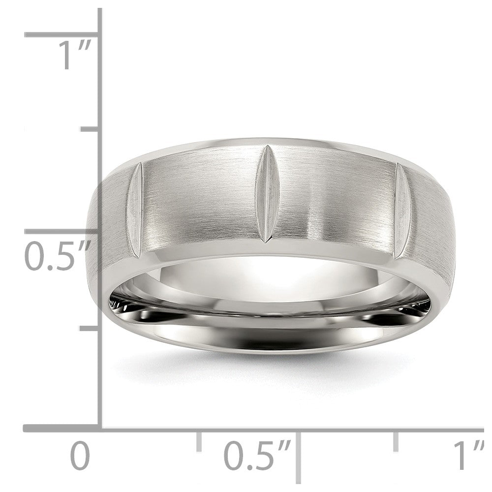 Chisel Titanium Brushed and Polished Grooved 8mm Band