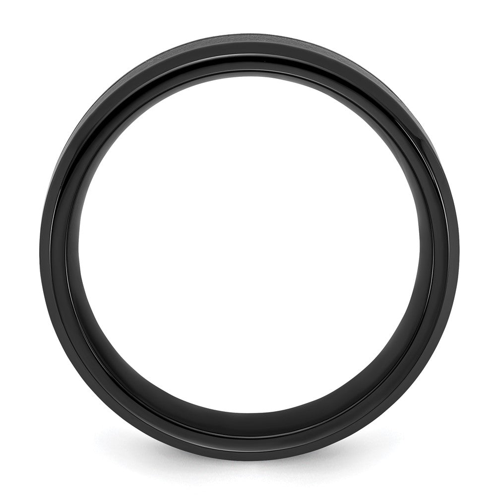 Chisel Titanium Polished Black IP-plated with Blue Star Sandstone Inlay Center 8mm Band