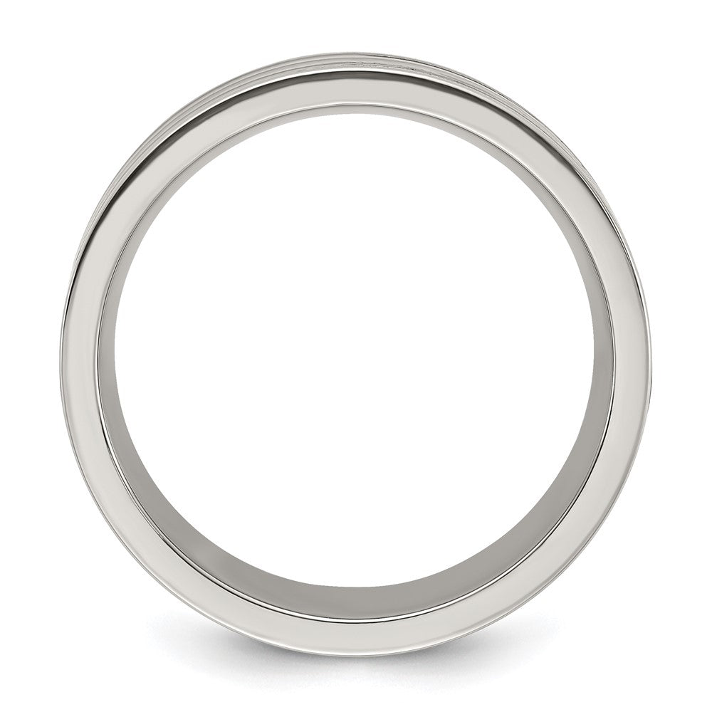Chisel Titanium Polished with Black Resin and Wood Inlay 8mm Band