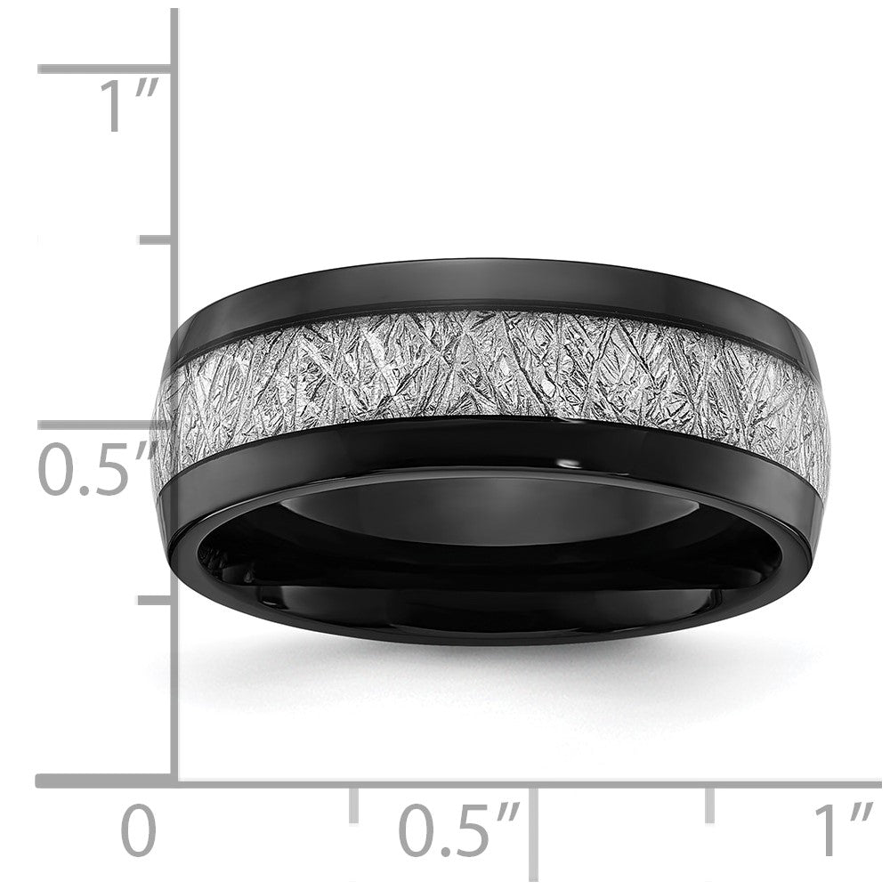 Chisel Titanium Polished Black IP-plated with Imitation Meteorite Inlay 8mm Band