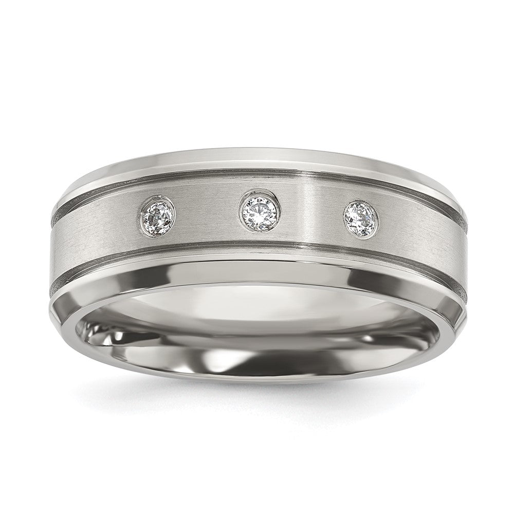 Titanium Brushed and Polished with CZ 8mm Band
